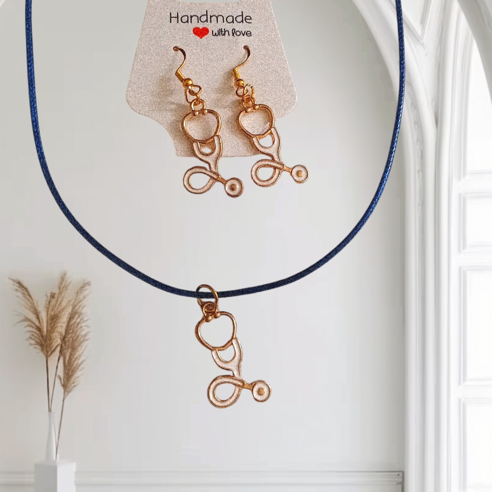 Elegant Gold Earrings with Necklace